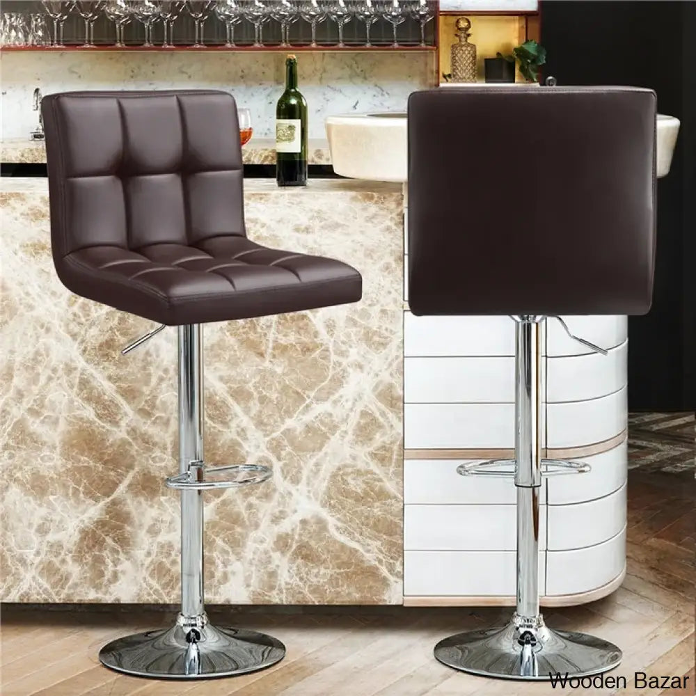 Chandresho Swivel Upholstered Adjustable Height Counter Stool With Metal Frame (Set Of 2)