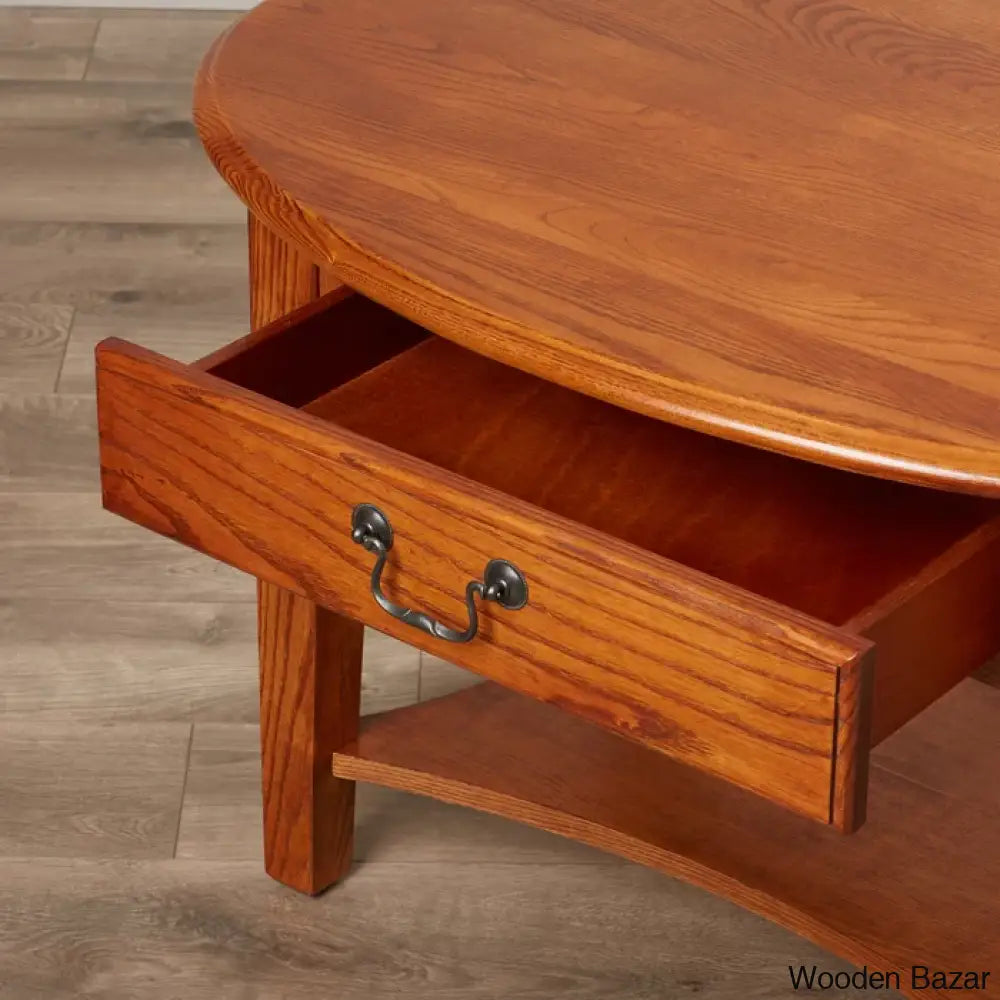 Channing Oval Solid Wood Coffee And Center Table