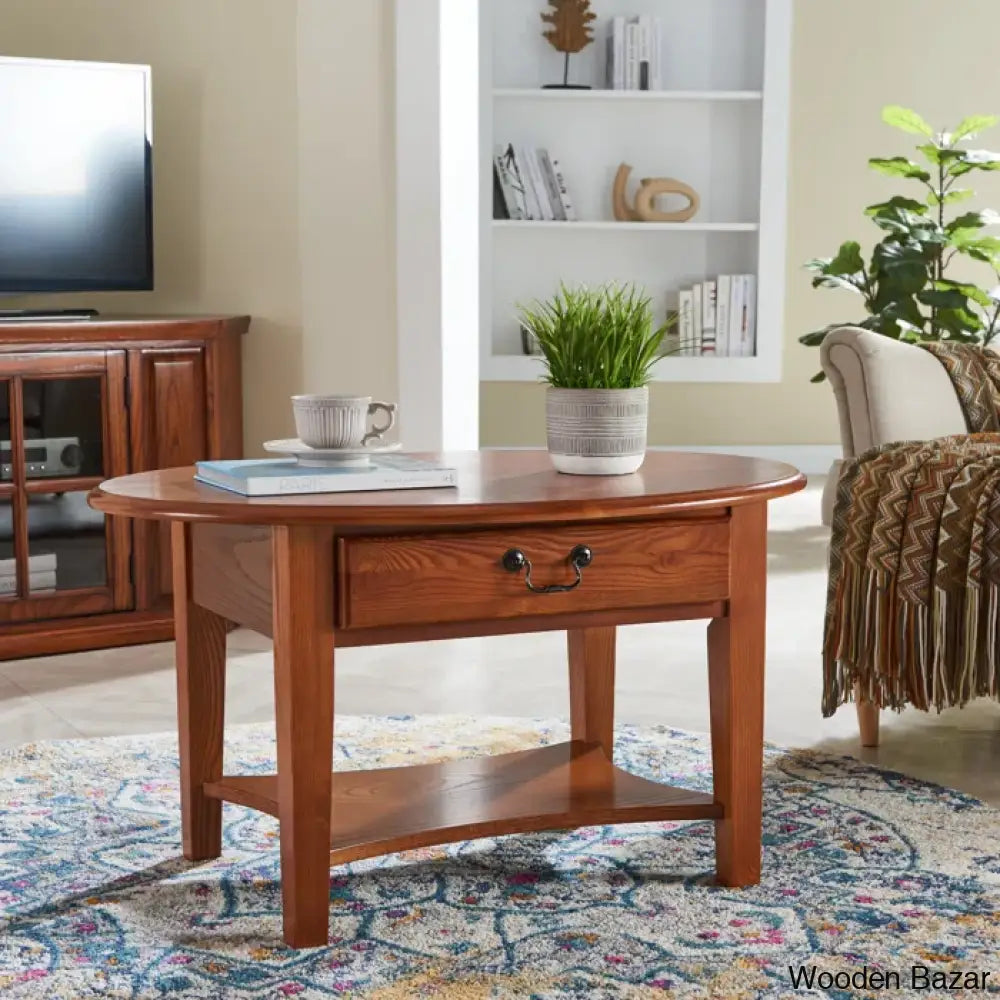 Channing Oval Solid Wood Coffee And Center Table