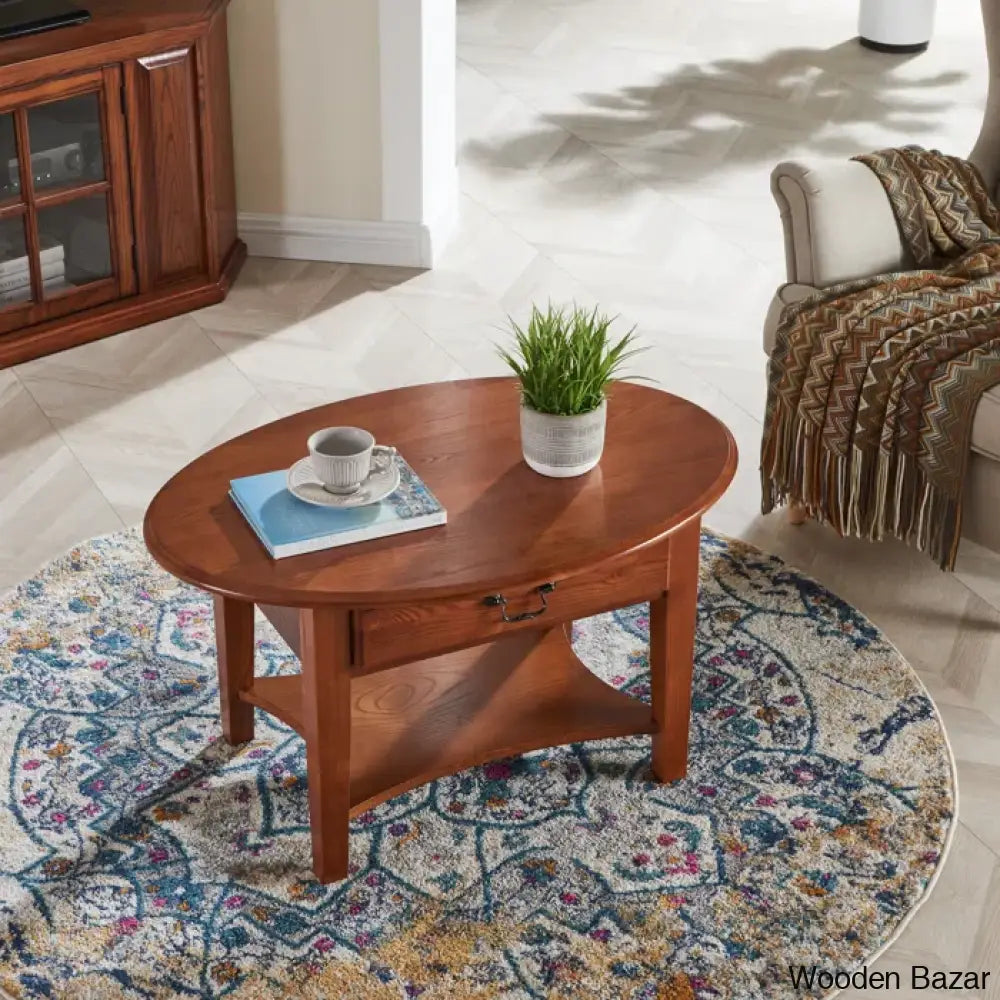 Channing Oval Solid Wood Coffee And Center Table