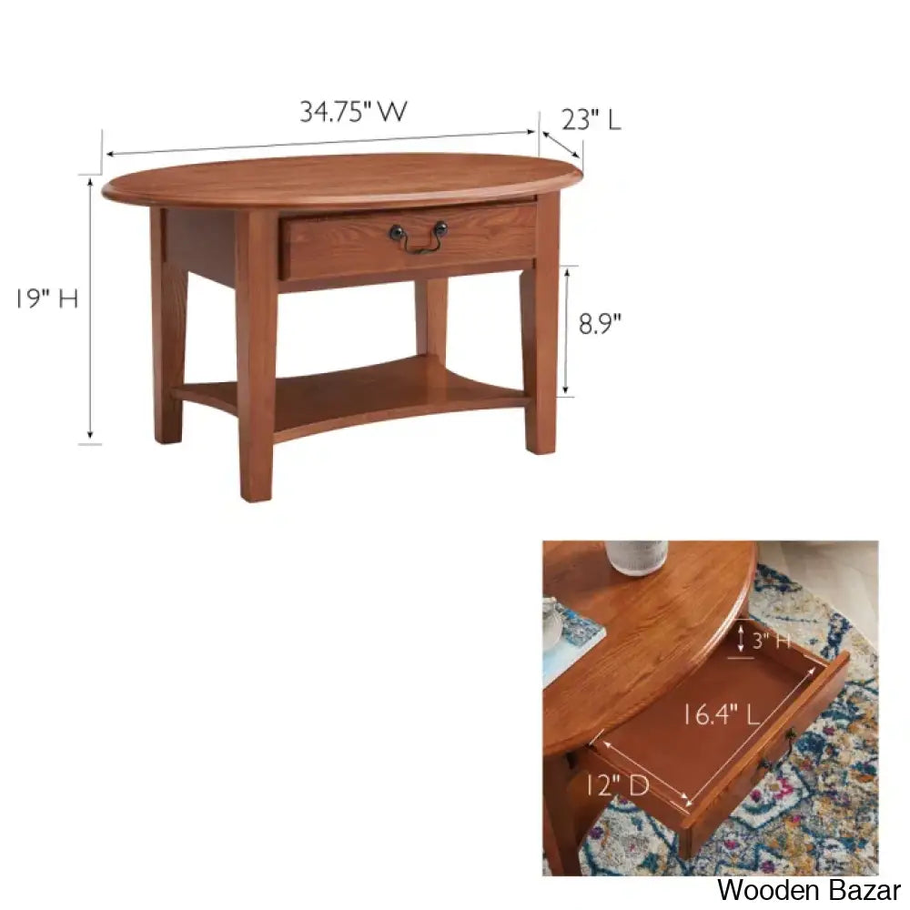 Channing Oval Solid Wood Coffee And Center Table