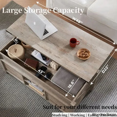 Chanyas 48’’W Farmhouse Lift Top Storage Coffee And Center Table With Sliding Barn Door