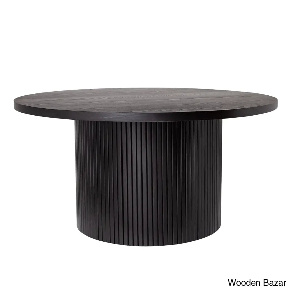 Charleily Pedestal Wood Round Coffee And Center Table