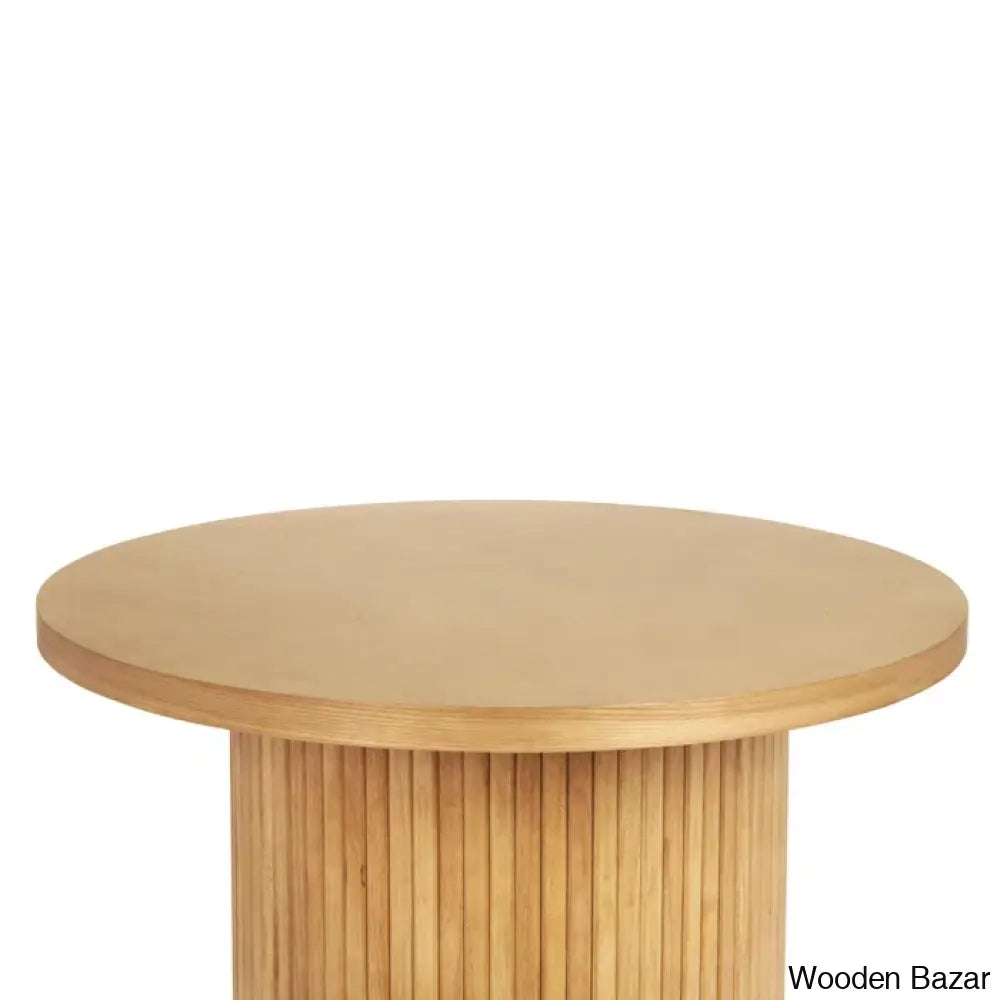 Charleily Pedestal Wood Round Coffee And Center Table