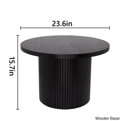 Charleily Pedestal Wood Round Coffee And Center Table