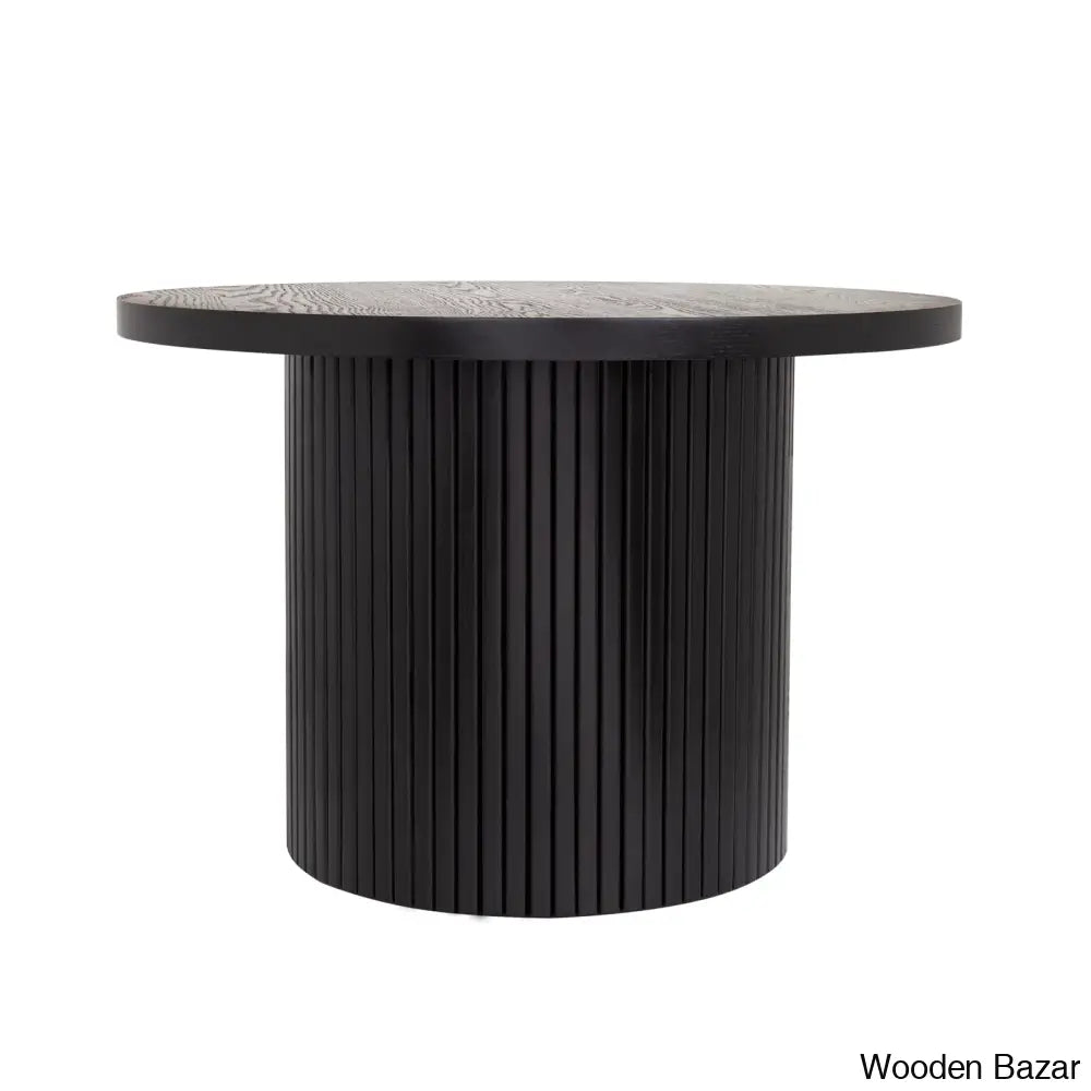 Charleily Pedestal Wood Round Coffee And Center Table