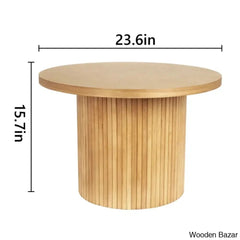 Charleily Pedestal Wood Round Coffee And Center Table