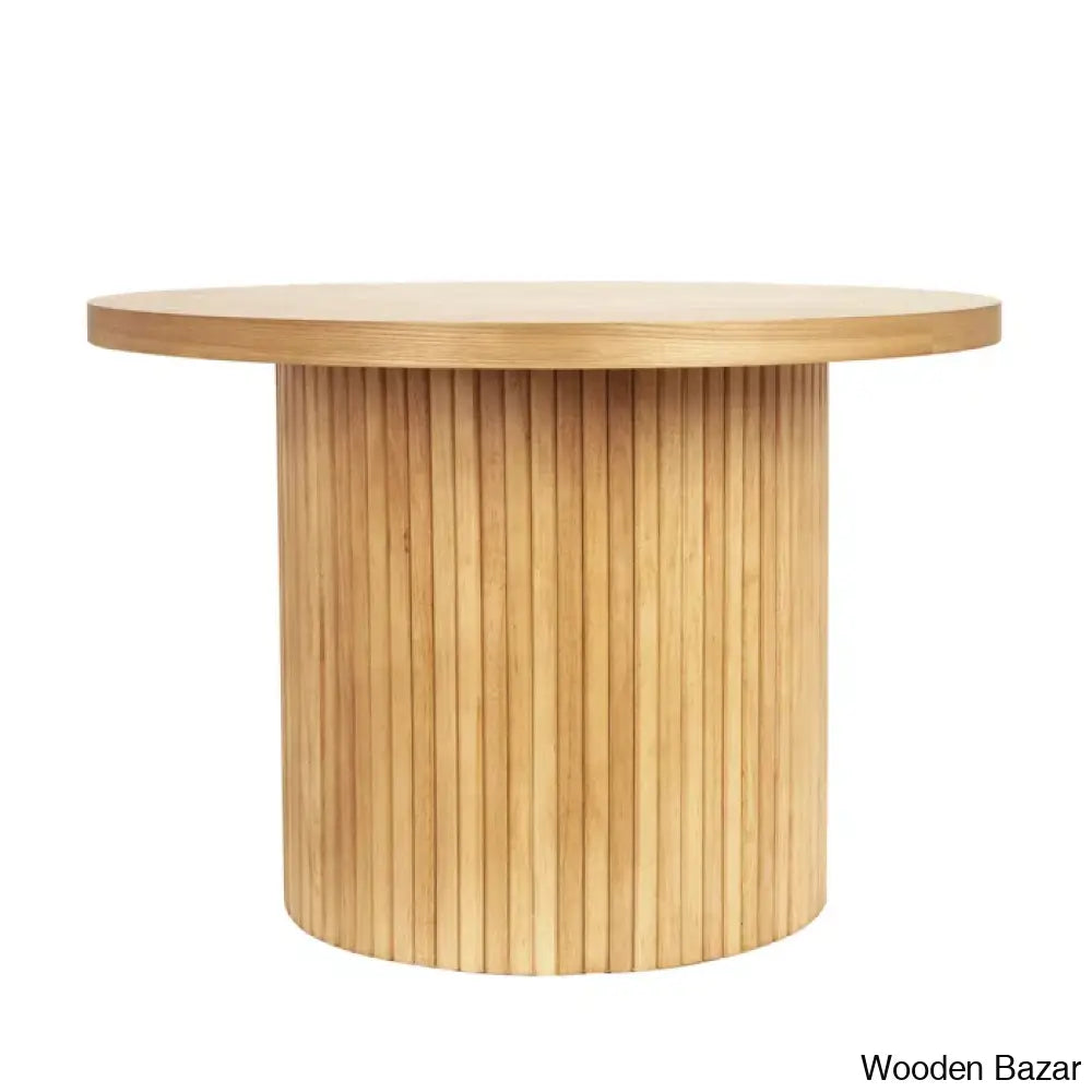 Charleily Pedestal Wood Round Coffee And Center Table