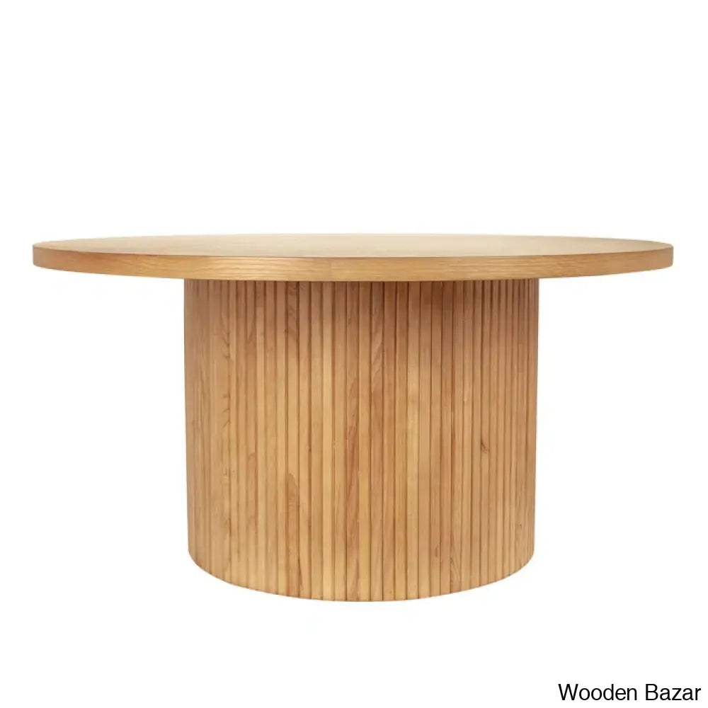 Charleily Pedestal Wood Round Coffee And Center Table