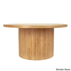 Charleily Pedestal Wood Round Coffee And Center Table