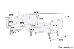 Charlotte Elegant Black Polyfiber Convertible Sofa Bed With Wooden Legs