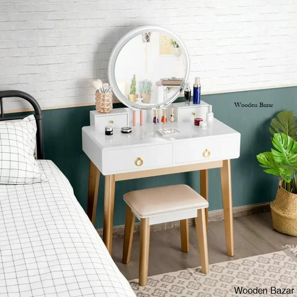 Charuu Luxury Dressing Table With Drawers - Wooden Bazar