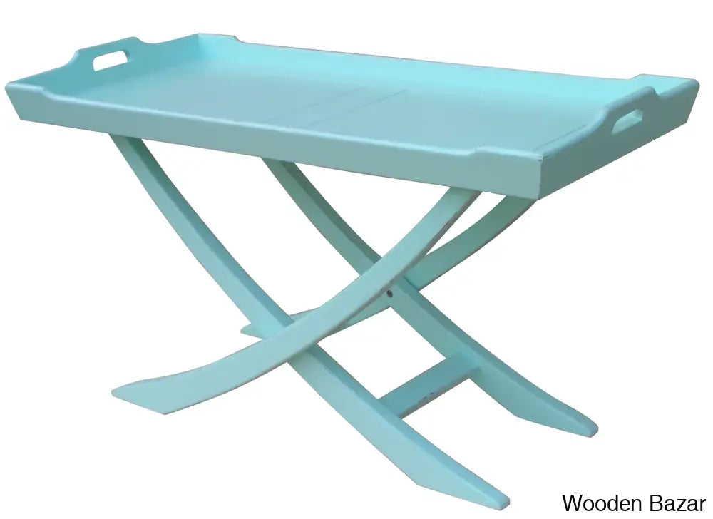 Chedia Solid Wood Coffee And Center Table Aqua