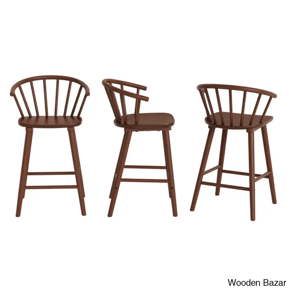 Chelssiea Swivel Solid Wood Counter And Bar Stool (Set Of 3)