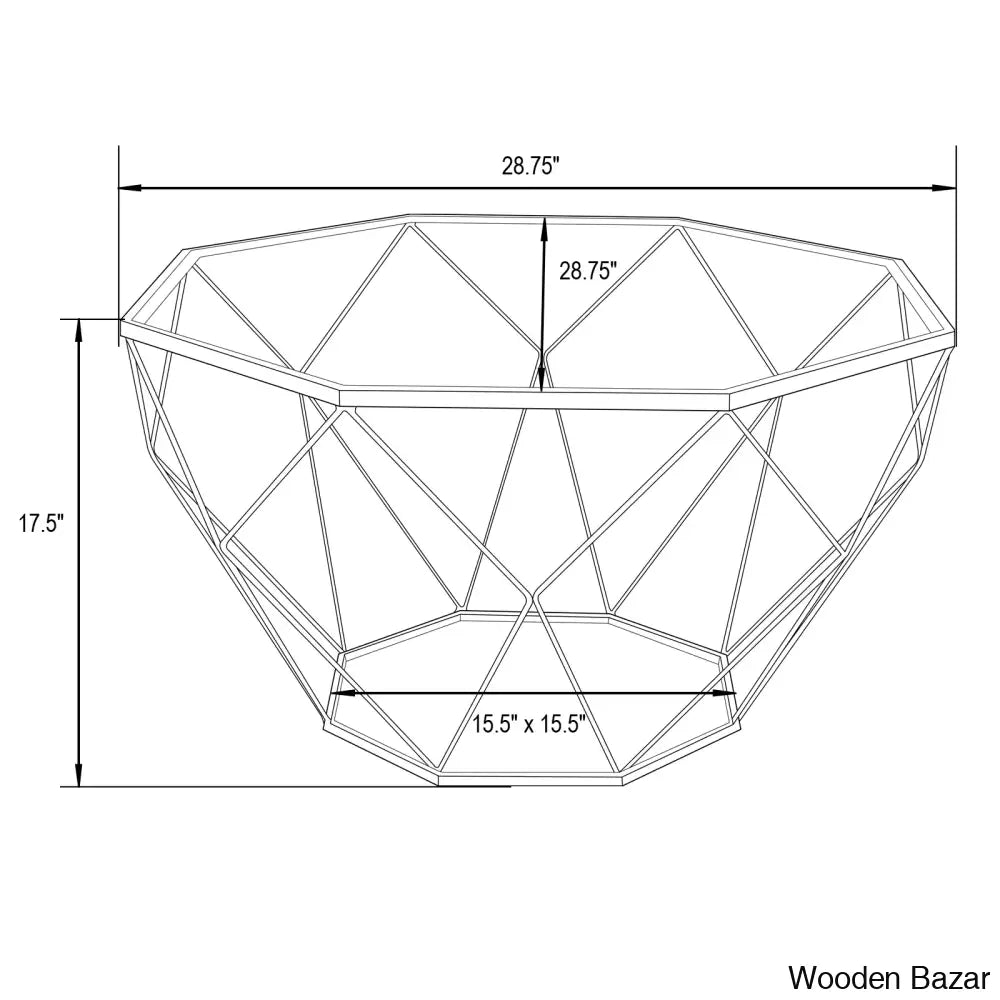 Chendan Octagon Glass Top Coffee And Center Table With Geometric Base