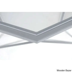 Chendan Octagon Glass Top Coffee And Center Table With Geometric Base