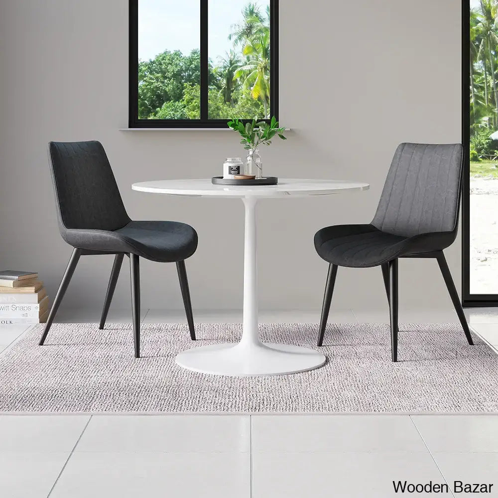 Chet Modern Gray Dining Chairs Set Of 2 Upholstered Pu Leather