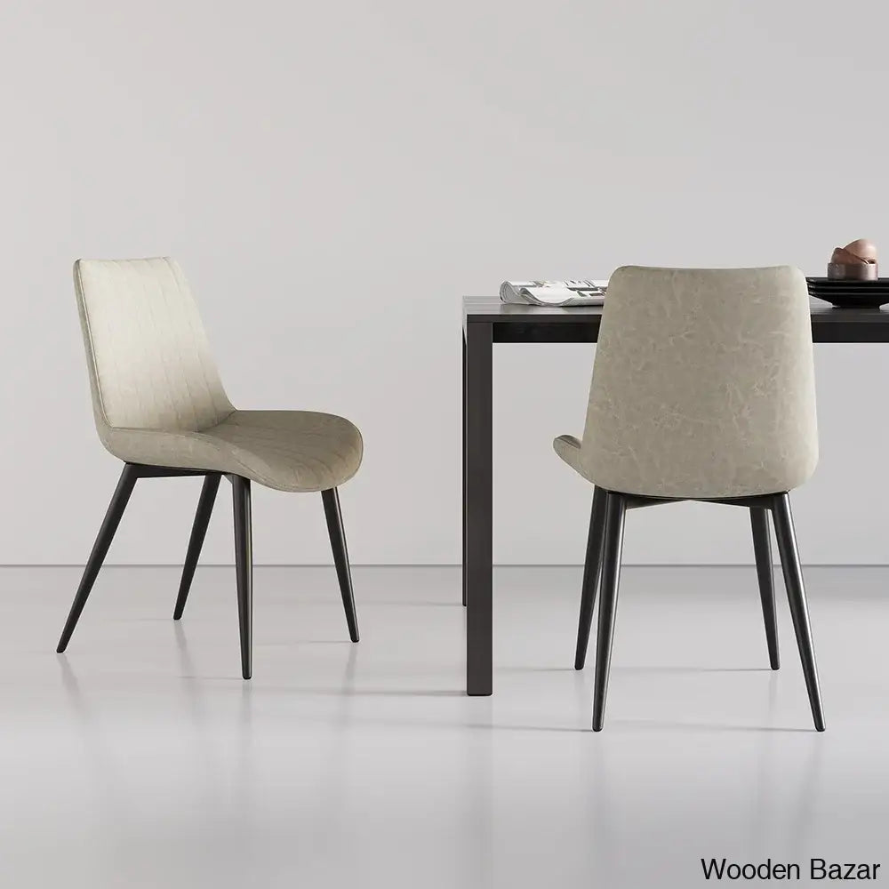 Chet Modern Gray Dining Chairs Set Of 2 Upholstered Pu Leather