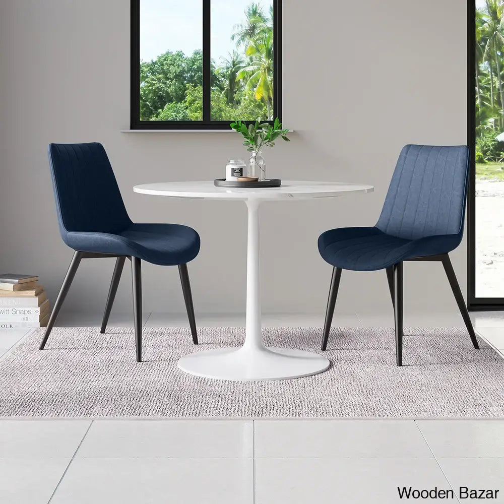 Chet Modern Gray Dining Chairs Set Of 2 Upholstered Pu Leather Blue