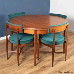 Chic Solid Wood 4-Seater Dining Set With Modern Chairs