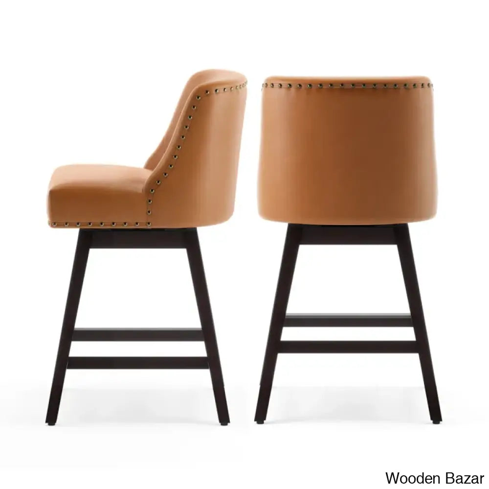 Choutez Swivel Upholstered 26’’ Counter And Bar Stool With Solid Wood Frame (Set Of 2)