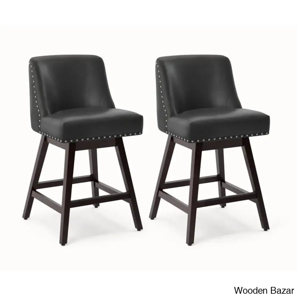 Choutez Swivel Upholstered 26’’ Counter And Bar Stool With Solid Wood Frame (Set Of 2)