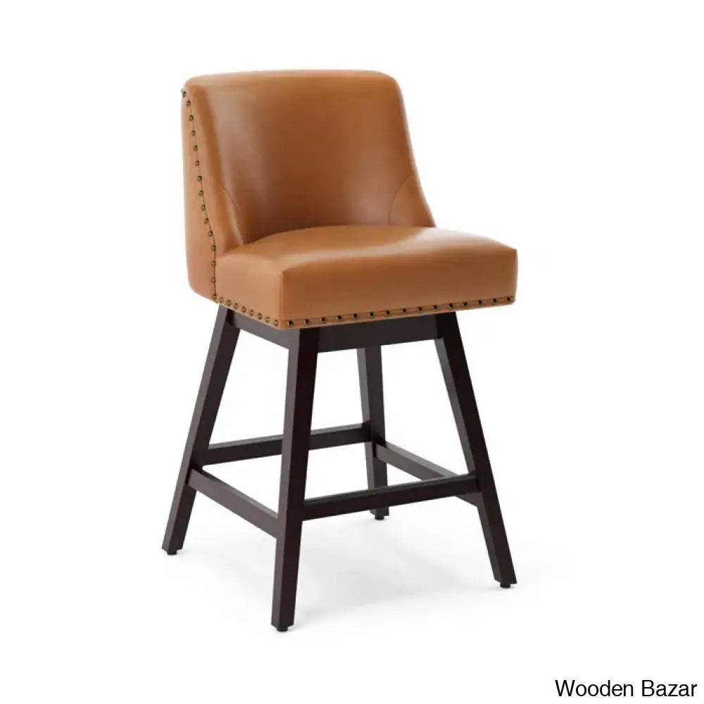 Choutez Swivel Upholstered 26’’ Counter And Bar Stool With Solid Wood Frame (Set Of 2)