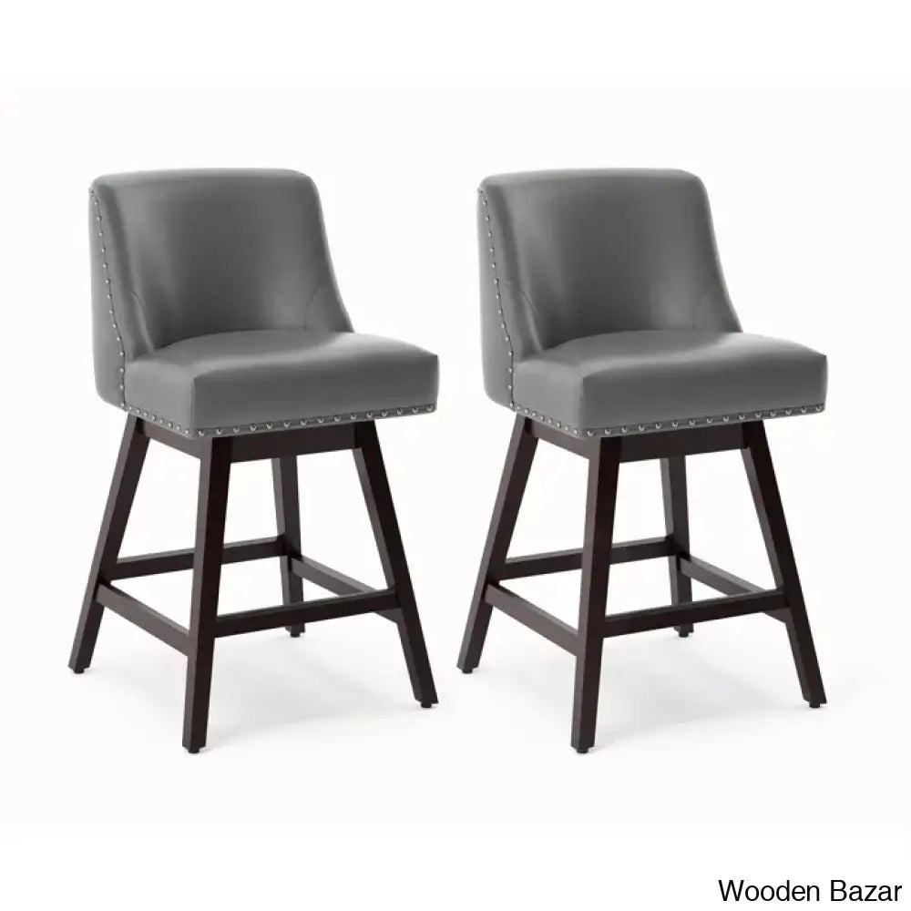 Choutez Swivel Upholstered 26’’ Counter And Bar Stool With Solid Wood Frame (Set Of 2)