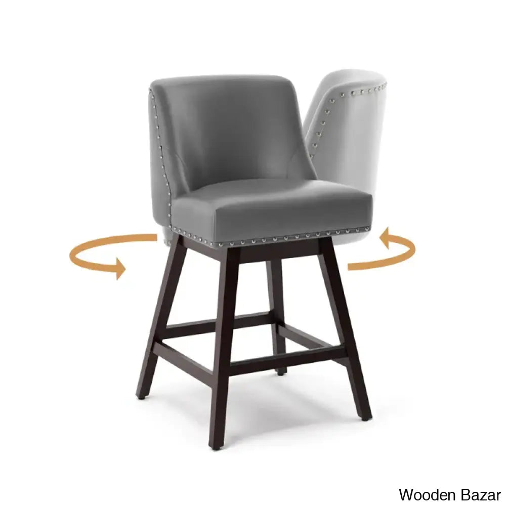 Choutez Swivel Upholstered 26’’ Counter And Bar Stool With Solid Wood Frame (Set Of 2)