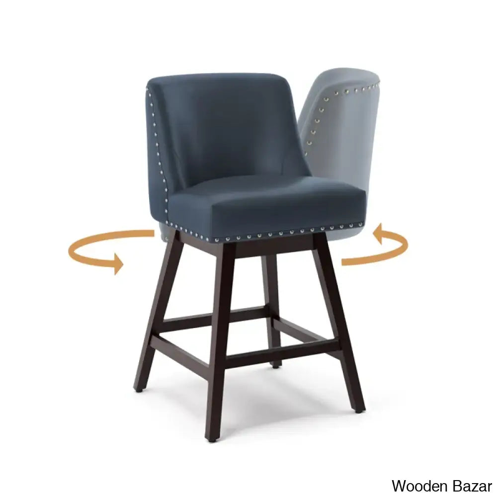 Choutez Swivel Upholstered 26’’ Counter And Bar Stool With Solid Wood Frame (Set Of 2)