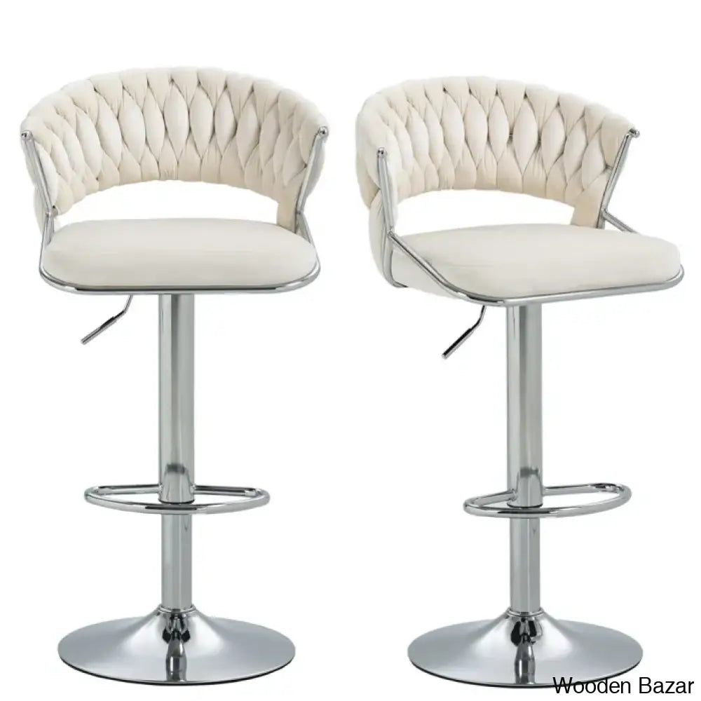 Christalo Swivel Upholstered Adjustable Height Counter And Bar Stool With Metal Frame (Set Of 2)