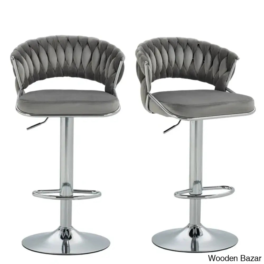 Christalo Swivel Upholstered Adjustable Height Counter And Bar Stool With Metal Frame (Set Of 2)