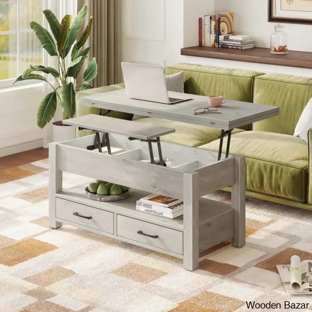 Chumani Coffee Table Cum Dining Table With Storage Lift Top And Center For Living Room