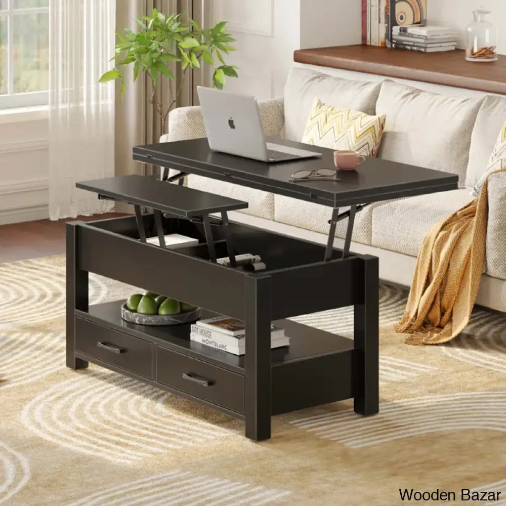 Chumani Coffee Table Cum Dining Table With Storage Lift Top And Center For Living Room