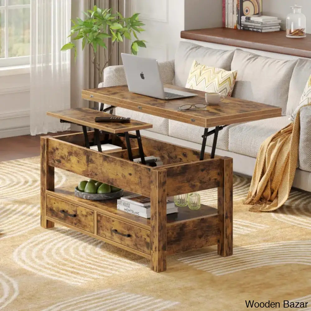 Chumani Coffee Table Cum Dining Table With Storage Lift Top And Center For Living Room