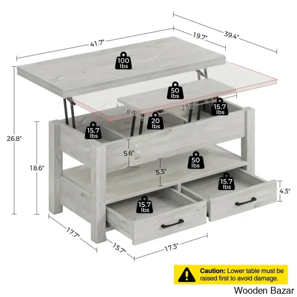 Chumani Coffee Table Cum Dining Table With Storage Lift Top And Center For Living Room