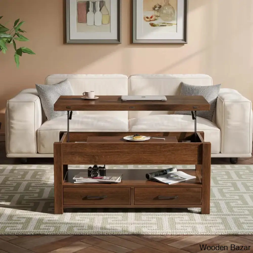 Chumani Coffee Table Cum Dining Table With Storage Lift Top And Center For Living Room