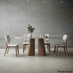 Churchill 4 Seater Stone Top Double Pedestal Dining Set 29.53’’H X 70.87’’L 35.43’’W