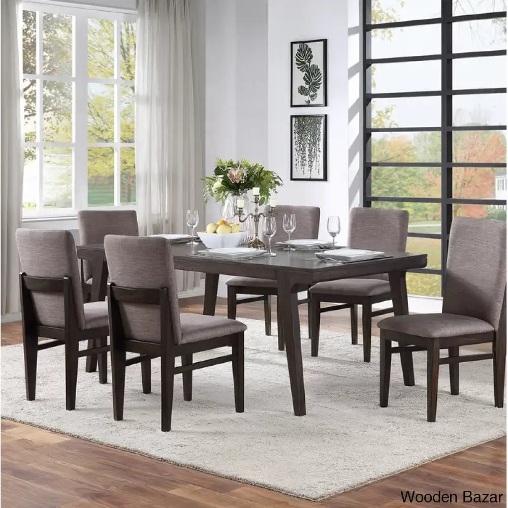 Clachas 6 Seater Dining Table Set - Wooden Bazar