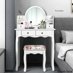 Clarkson Vanity Dressing Table With Mirror And Stool White