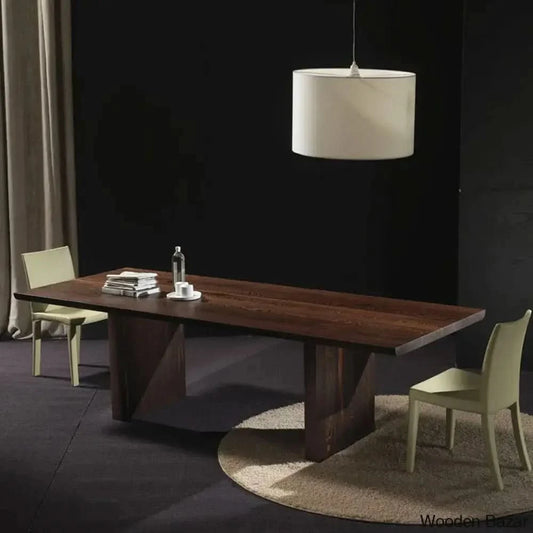 Clem Luxury Rectangular Wooden Dining Table - Bazar
