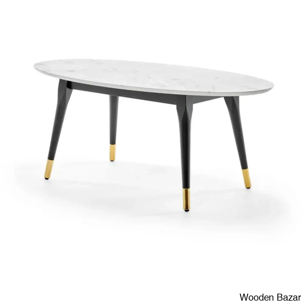 Clemintinne Ellie Decor Mid-Century Modern Oval Coffee And Center Table With Brass Accents