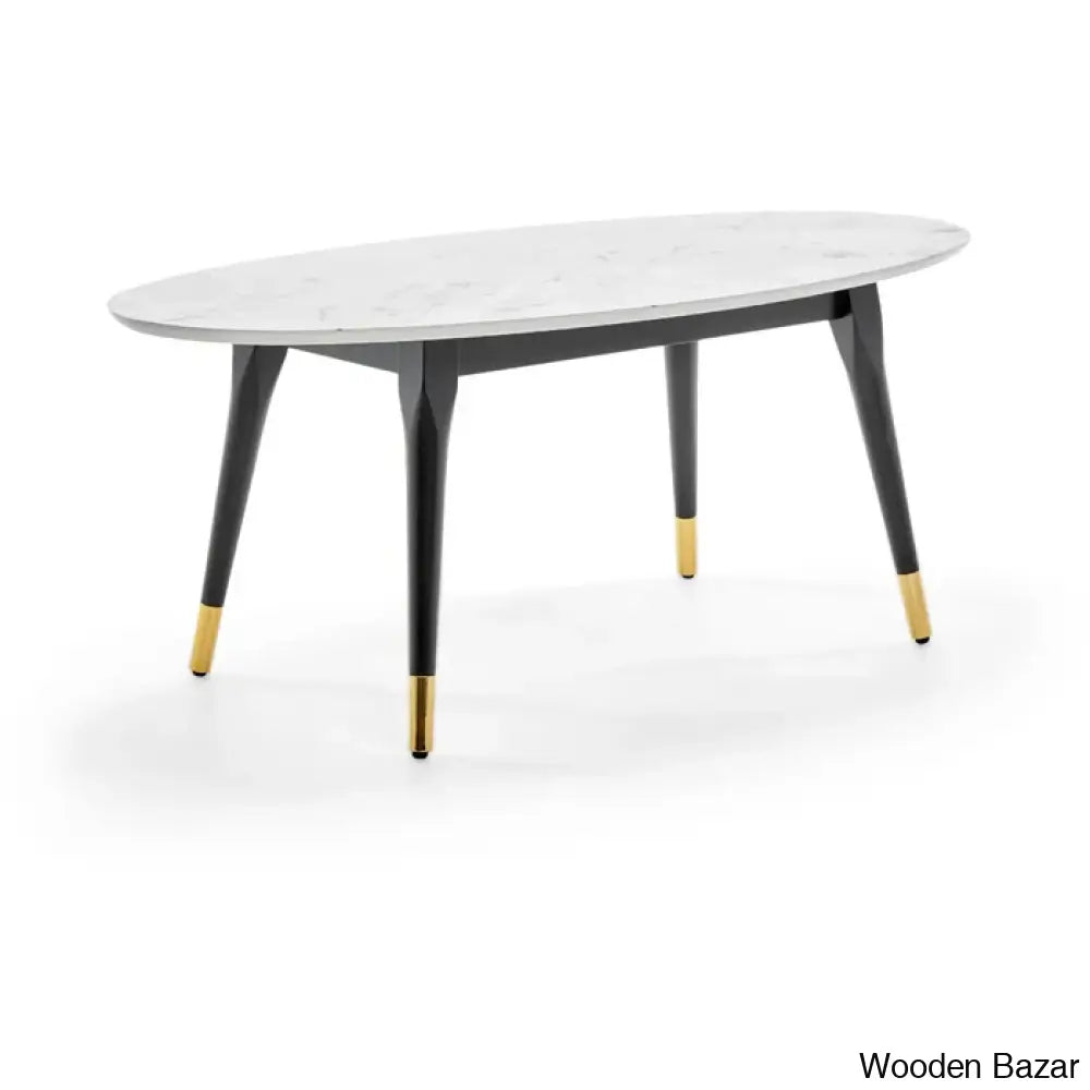 Clemintinne Ellie Decor Mid-Century Modern Oval Coffee And Center Table With Brass Accents