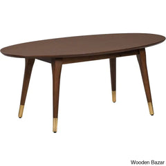 Clemintinne Ellie Decor Mid-Century Modern Oval Coffee And Center Table With Brass Accents