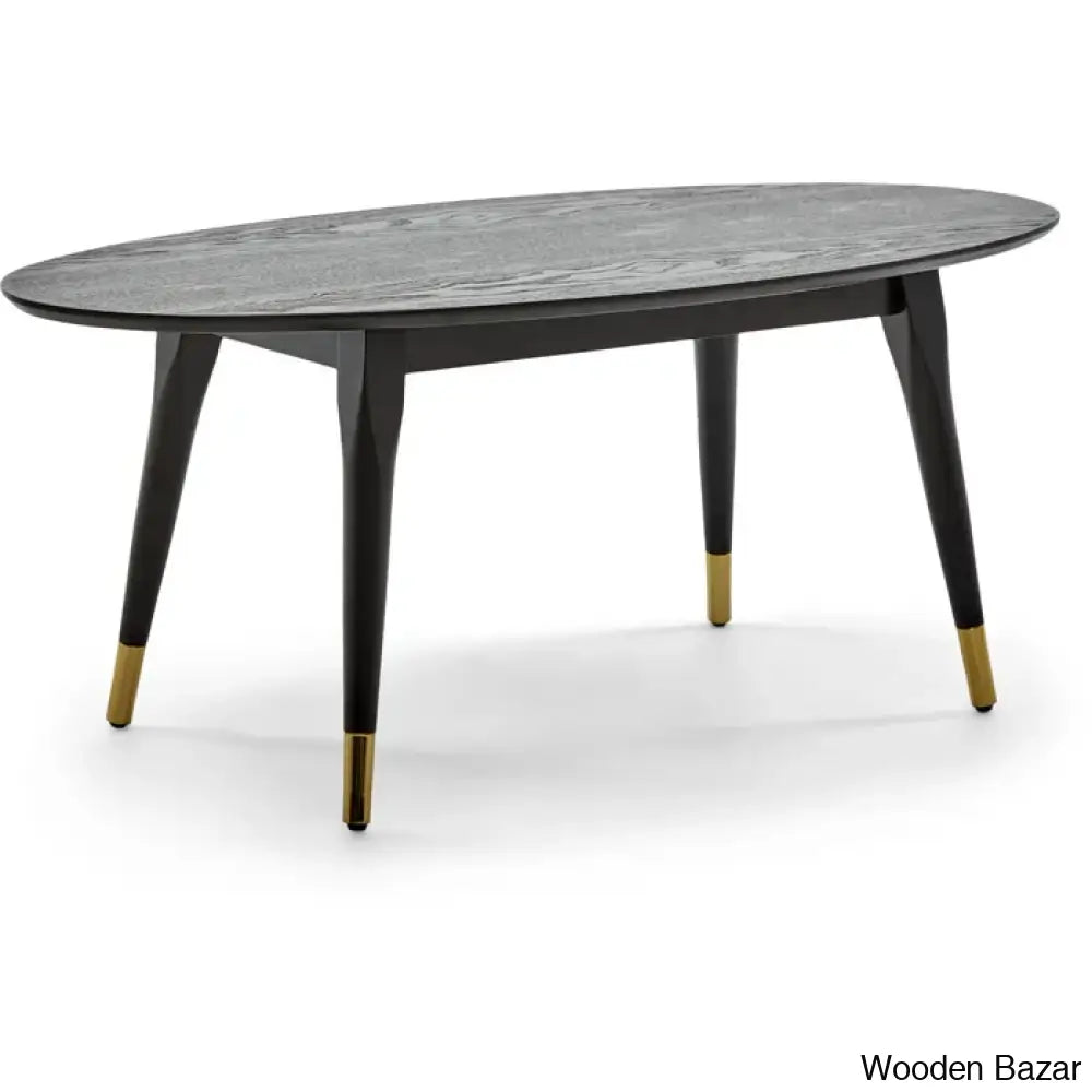 Clemintinne Ellie Decor Mid-Century Modern Oval Coffee And Center Table With Brass Accents