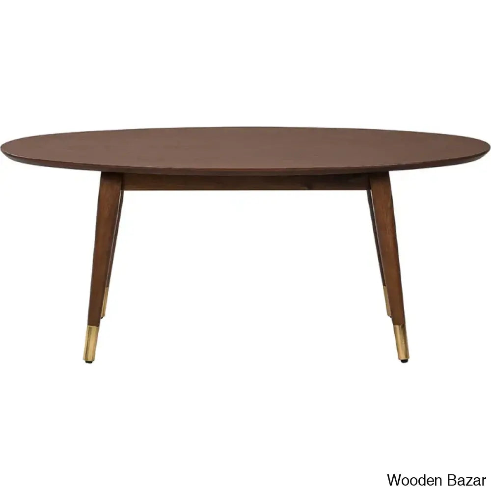 Clemintinne Ellie Decor Mid-Century Modern Oval Coffee And Center Table With Brass Accents