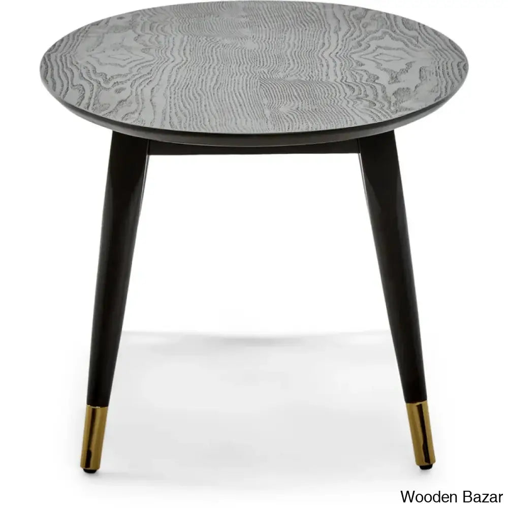 Clemintinne Ellie Decor Mid-Century Modern Oval Coffee And Center Table With Brass Accents