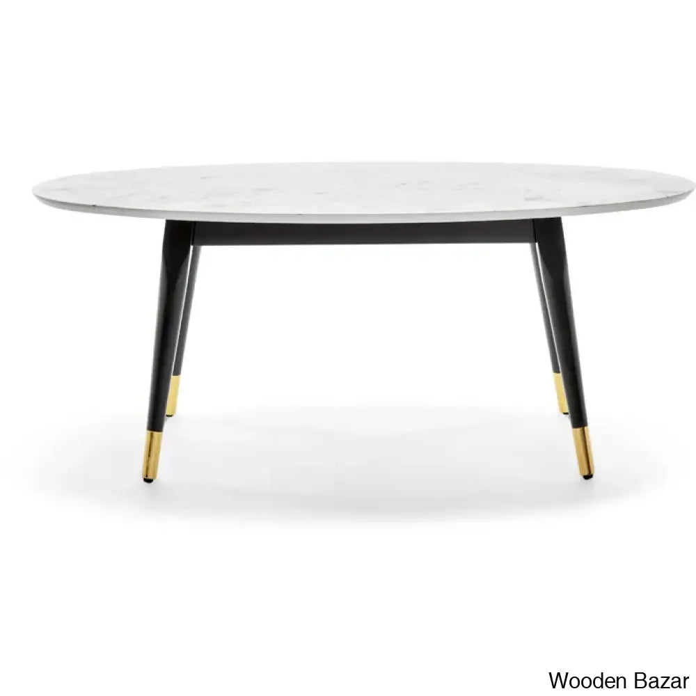 Clemintinne Ellie Decor Mid-Century Modern Oval Coffee And Center Table With Brass Accents