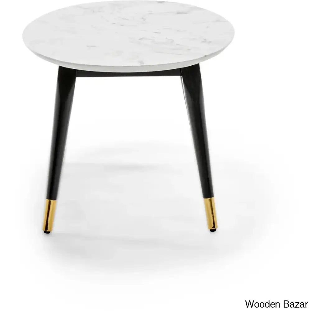 Clemintinne Ellie Decor Mid-Century Modern Oval Coffee And Center Table With Brass Accents