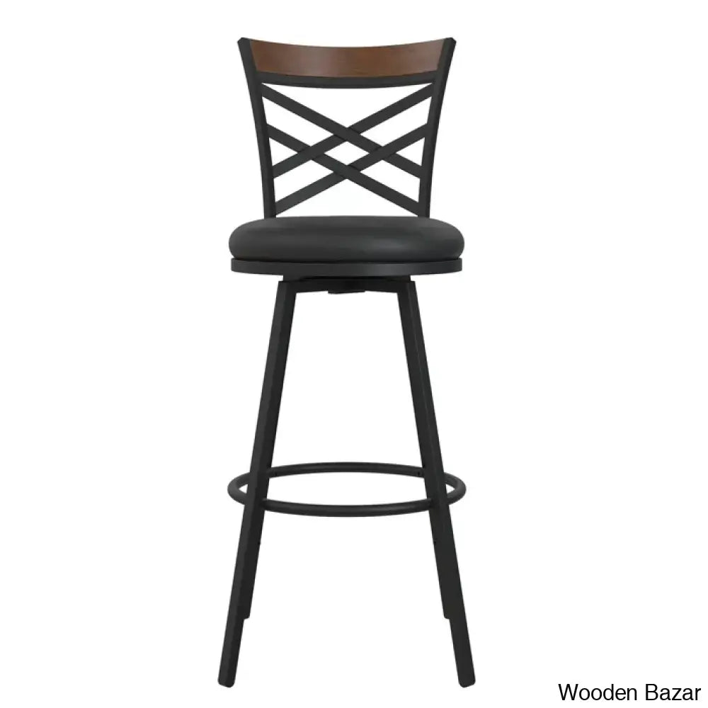 Clintwoodz Swivel Upholstered Adjustable Height Counter And Bar Stool With Metal Frame (Set Of 3)